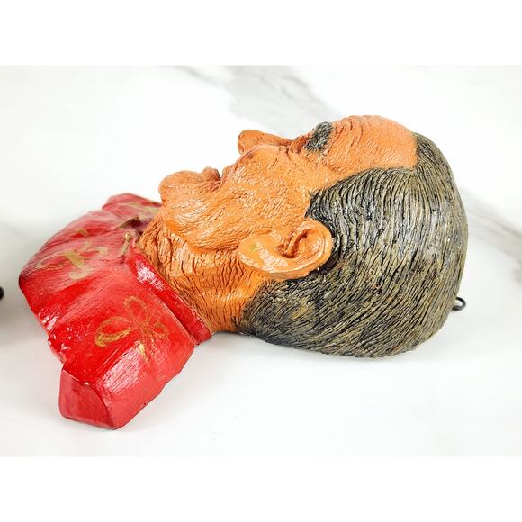 Bust Chinese Asian Oriental Senior Chalkware 5" Wall Decor 80s Wall Hanging x2 - Picture 8 of 14